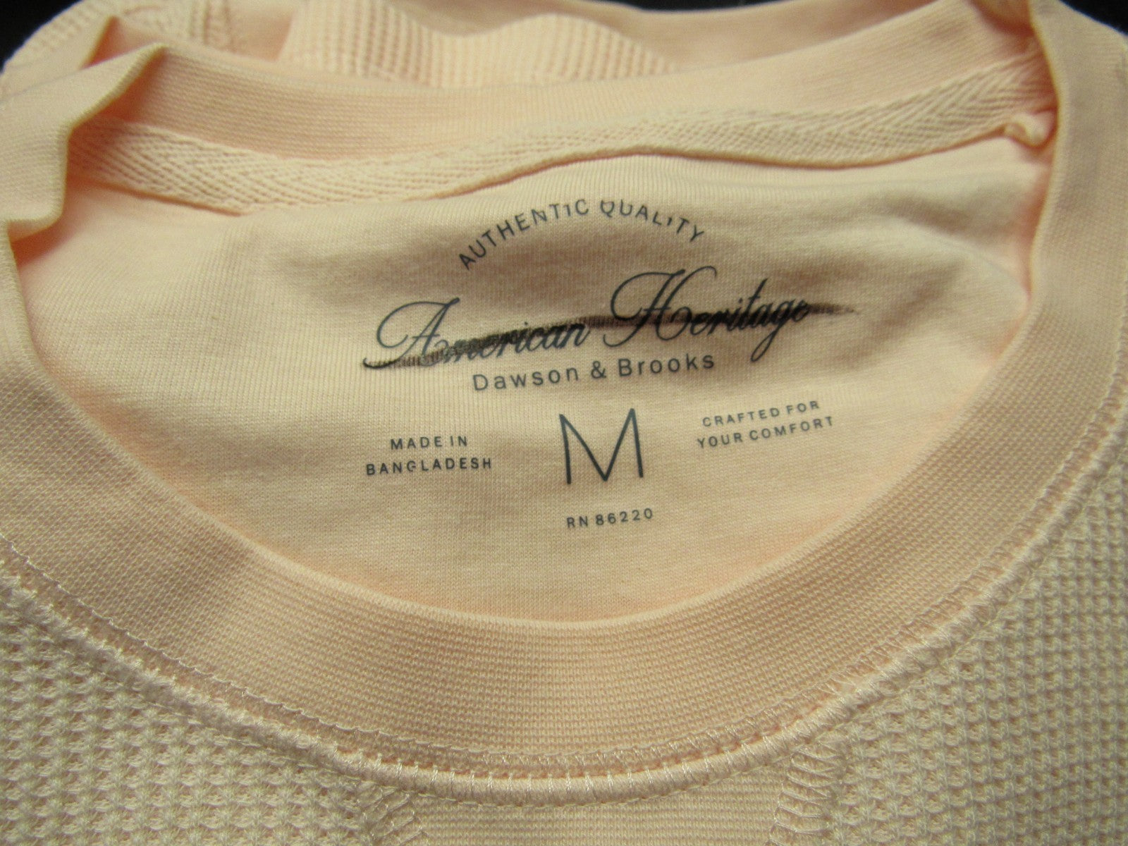 American Heritage Men's Thermal Crew Neck with V-Notch Millennial Pink Size M