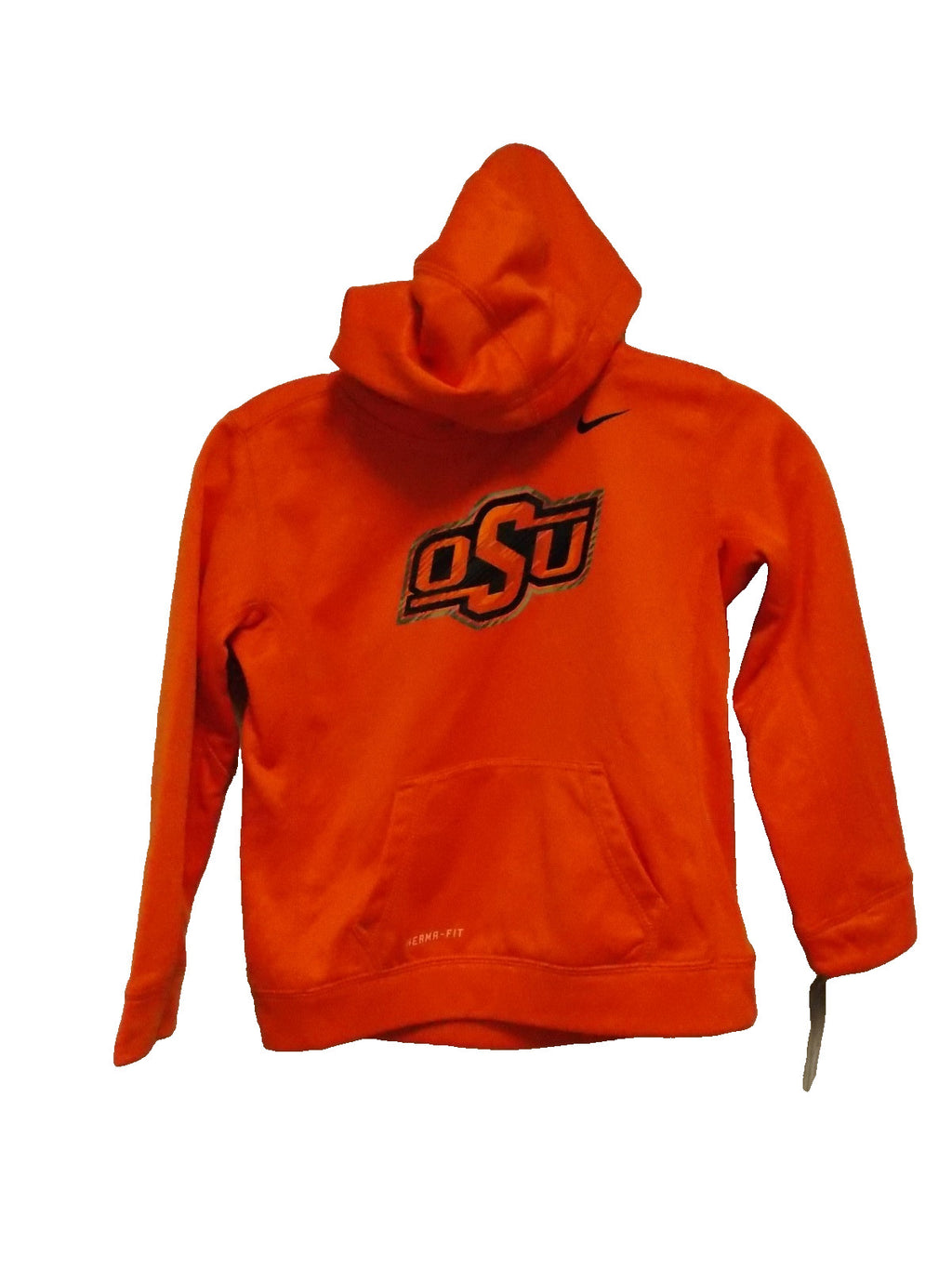 NCAA Oklahoma State Cowboys Logo on Orange Hooded Pullover Nike Size 7