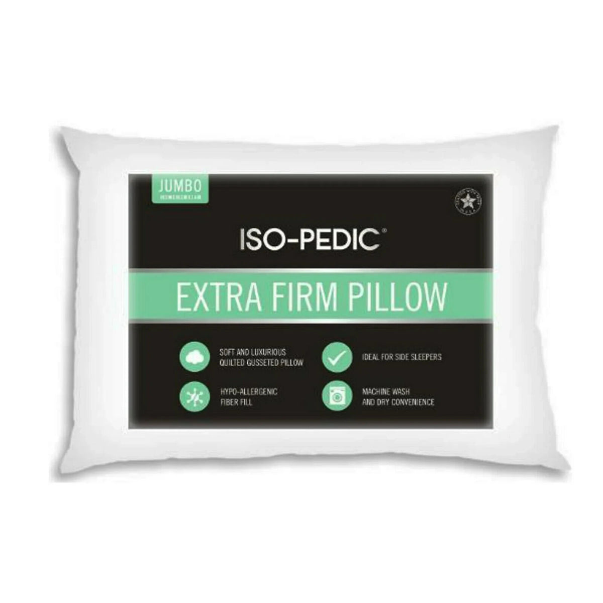 Iso-Pedic Extra Firm Density Pillow Hypo-Allergenic Jumbo Size 18.5"x26.5"