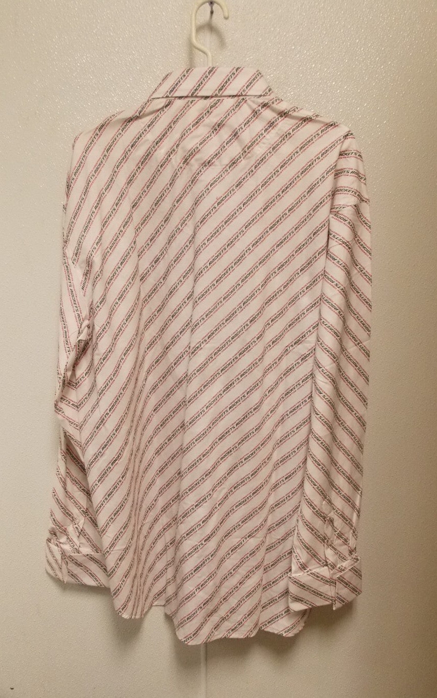 NBA Houston Rockets White Button Up Dress Shirt Long Sleeve Sizes Large Headmaster