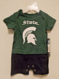 NCAA Michigan State Spartans Green and Black Romper Size 3/6 M Gen2