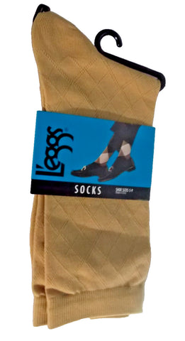 L'eggs women's Tan Socks Size 5-9 Assorted Tan Color w/Diamond Design 1 Pair