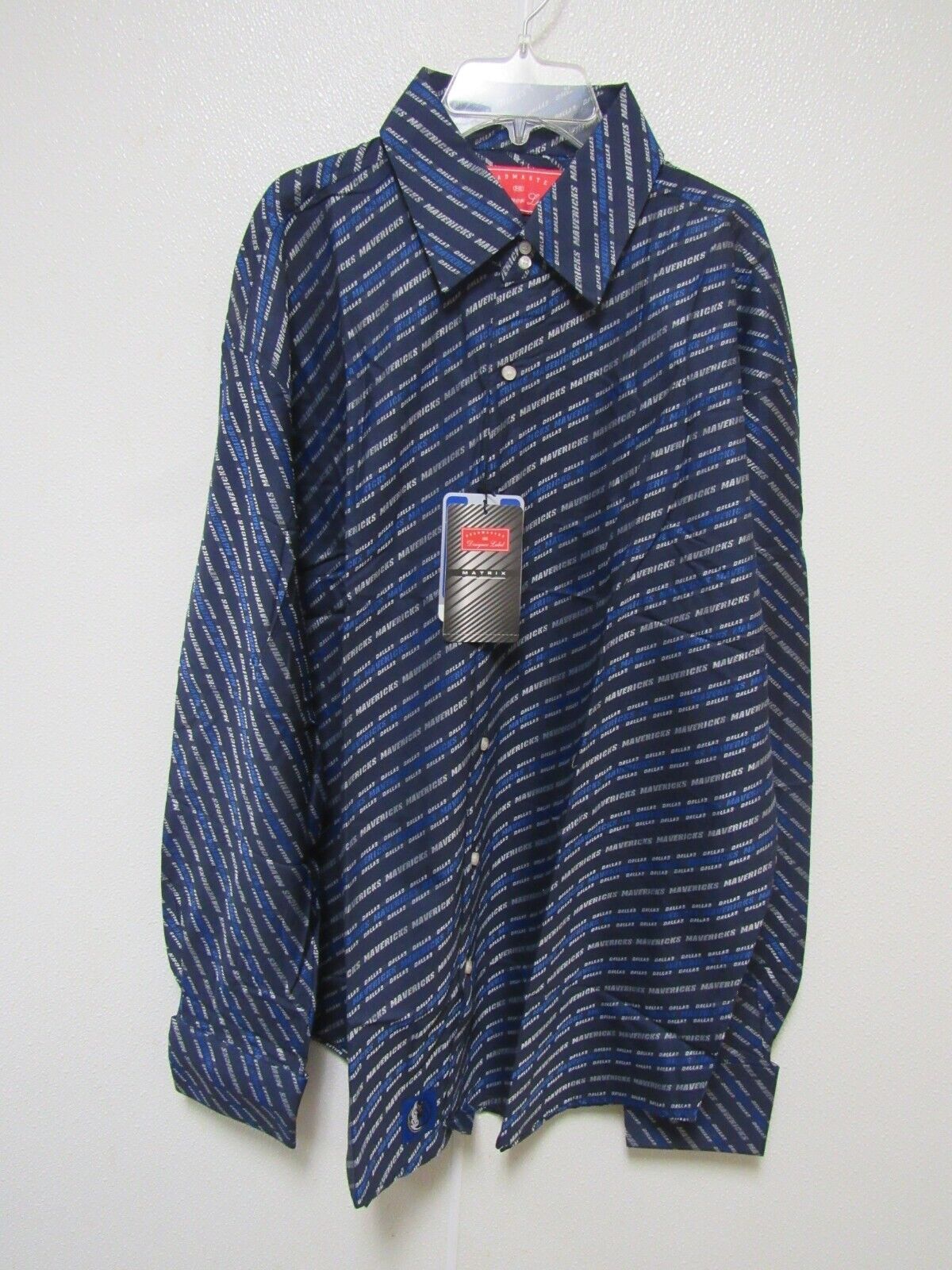 NBA Dallas Mavericks Blue Button Up Dress Shirt Long Sleeve size 3XL Headmaster