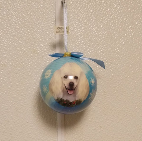 Poodle white Christmas Ornament Shatter Proof Ball 2.75" Diameter