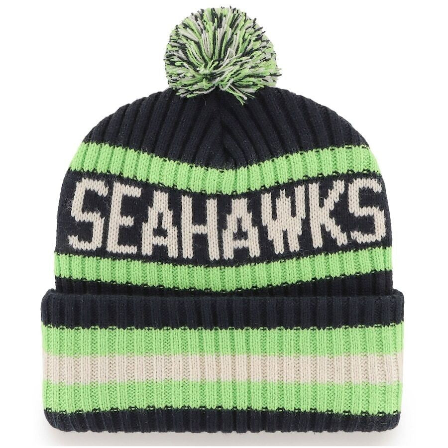 NFL Green Name Seattle Seahawks Knit Beanie Hat Adult Blue White 47' Brand