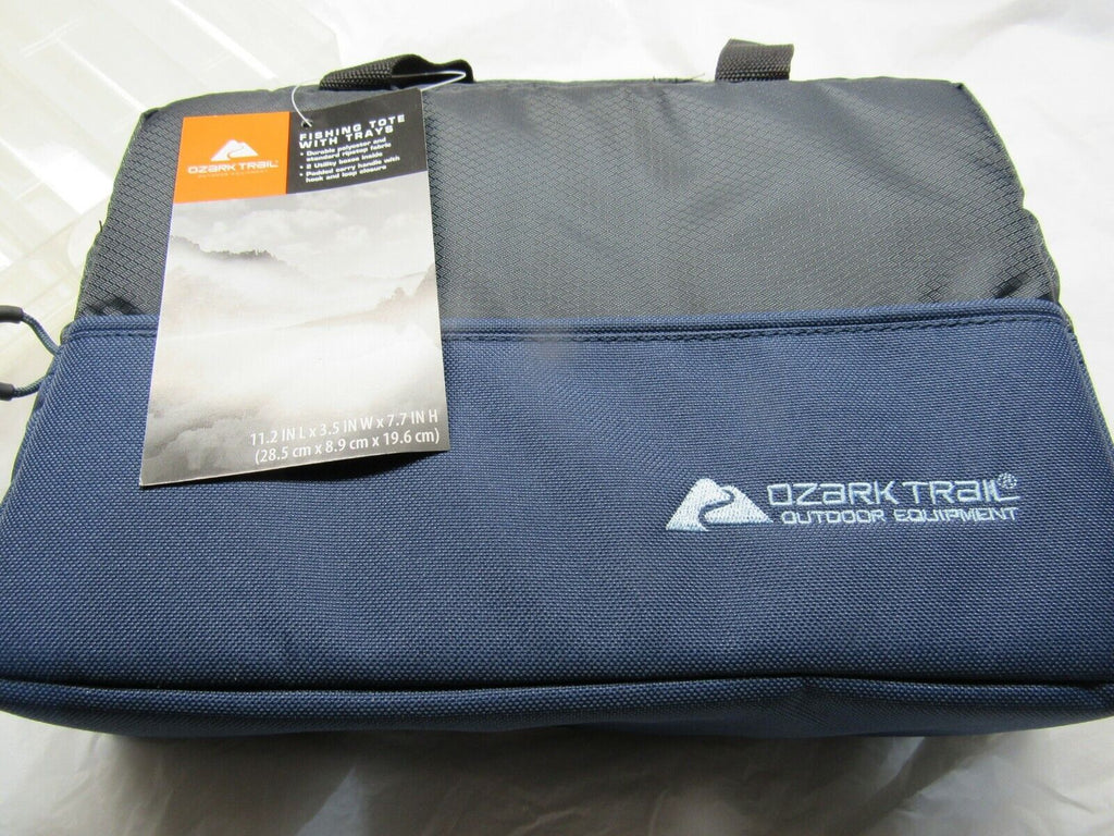 Ozark Trail Fishing Tote w/ 2 Trays padded Blue 11.2"L x 3.5"W x 7.7"H