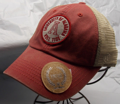 Alabama Crimson Tide Round Logo on Mesh Trucker Hat Snap Back Vintage Collection