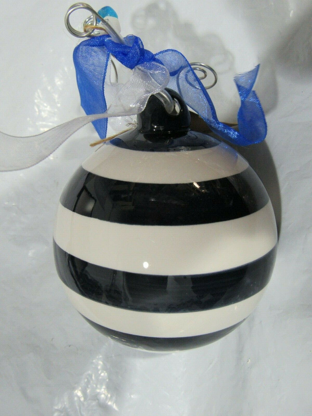 NCAA Penn State Ceramic Ornament 3.5" Diameter Blue Strips by Glory Haus