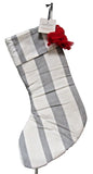 Christmas Stocking 18" White w/Black Stripes Cotton Red Tassel Hearth & Hand with Magnolia