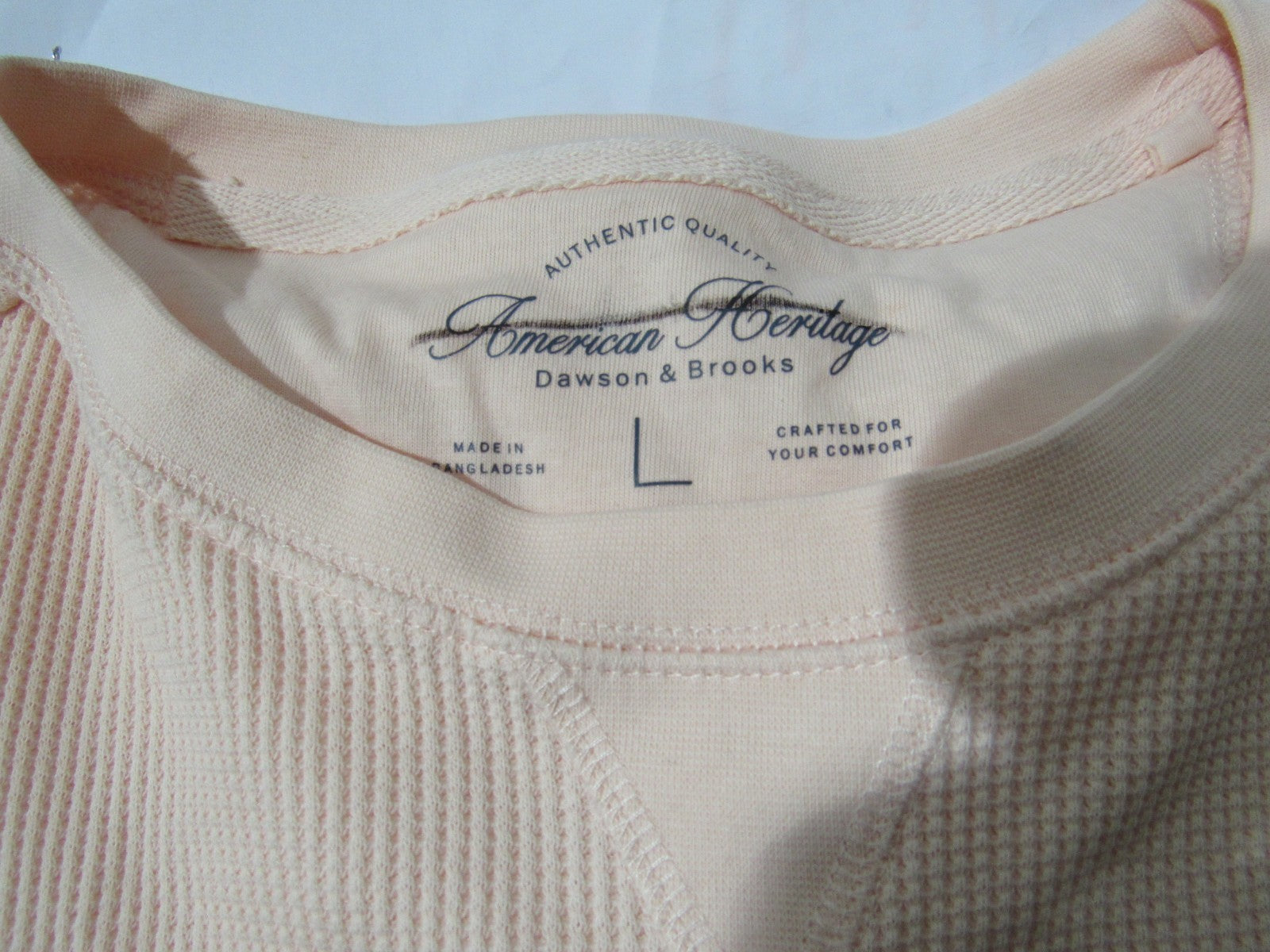 American Heritage Men's Thermal Crew Neck with V-Notch Millennial Pink Size L