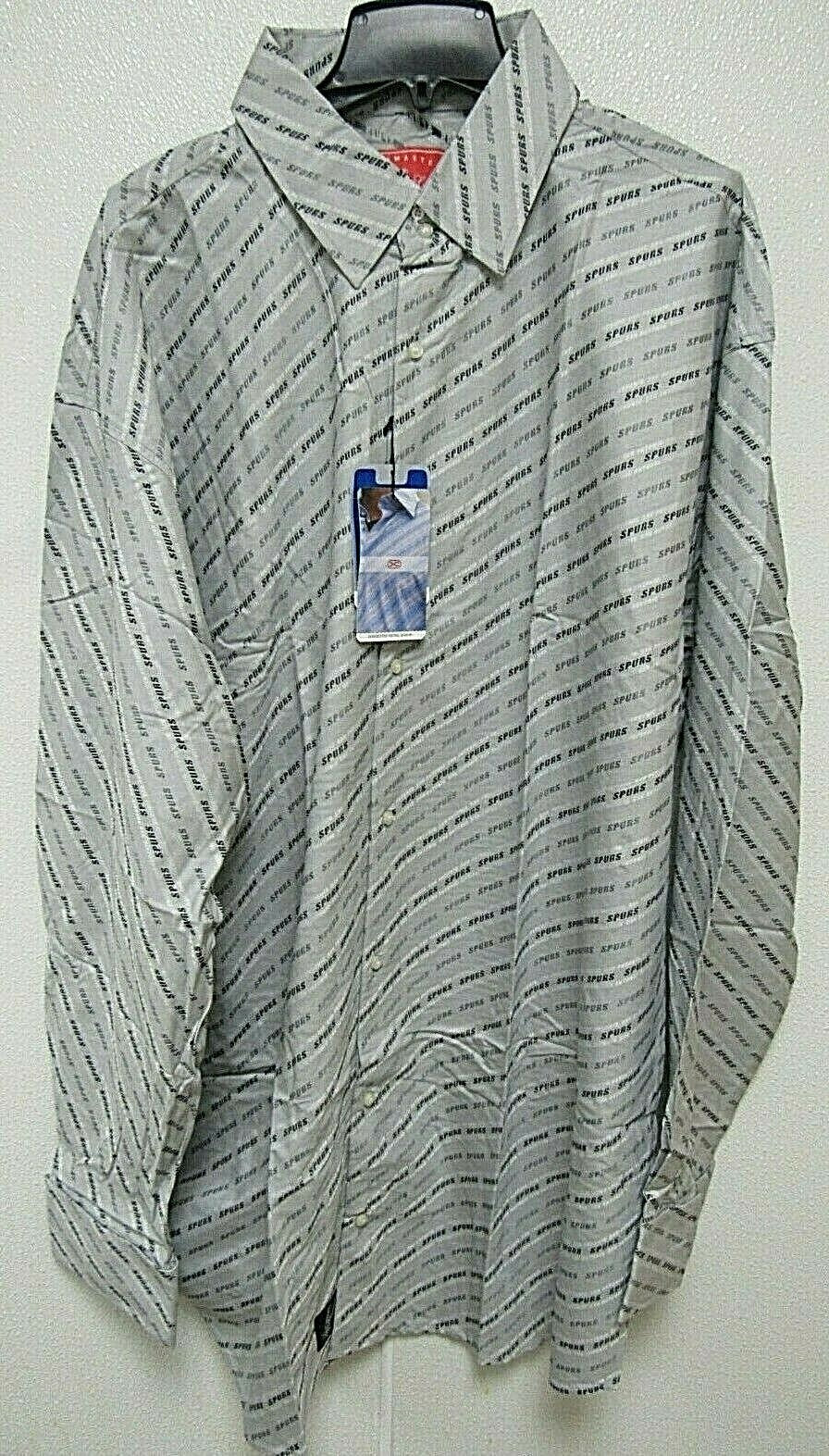 NBA San Antonio Spurs Gray Button Up Dress Shirt XL Long Sleeve Headmaster