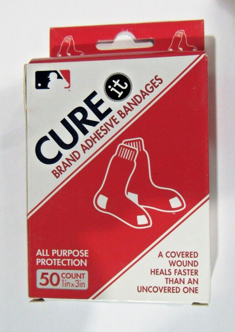 MLB Boston Red Sox Cure it Bandages 50 Count 1"x3" in Box Officially Licensed