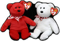 Set of 2 Ty Valentine's Day Beanie Babies Bear White Xavier & Red Amora 2018