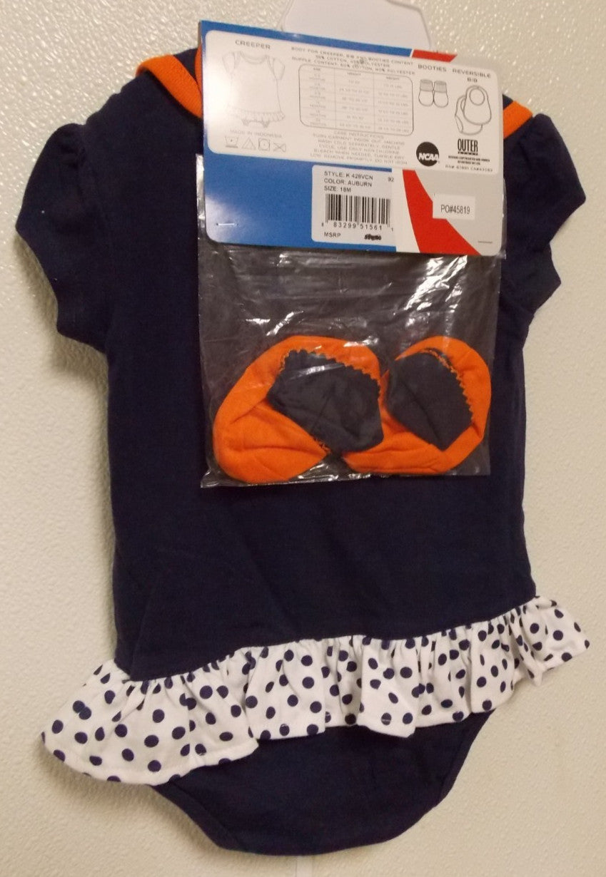 NCAA Auburn Tigers Girls Tutu Bodysuit Bib Bootie Set 12-18 M by Outerstuff
