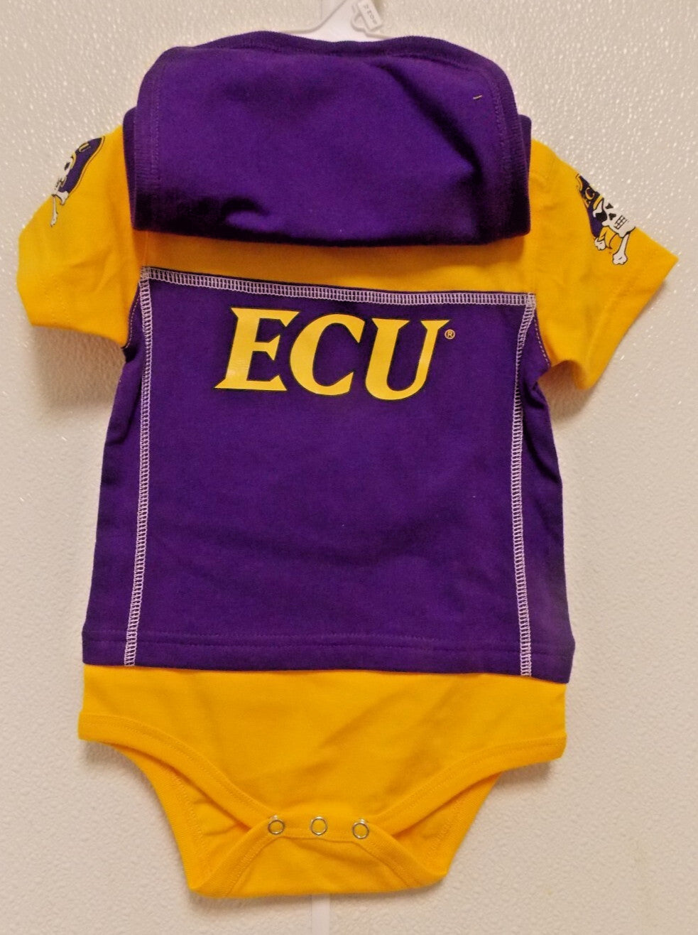 East Carolina University (ECU)  Bodysuit Bib Booties Set Size 12 M by OUTER Stuff