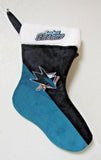 Embroidered NHL San Jose Sharks on 18″ Teal/Black Basic Christmas Stocking