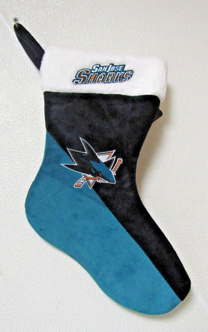 Embroidered NHL San Jose Sharks on 18″ Teal/Black Basic Christmas Stocking