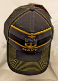 Navy Freedom Fighter Headwear Black Hat Hook and Loop Closure by CSI