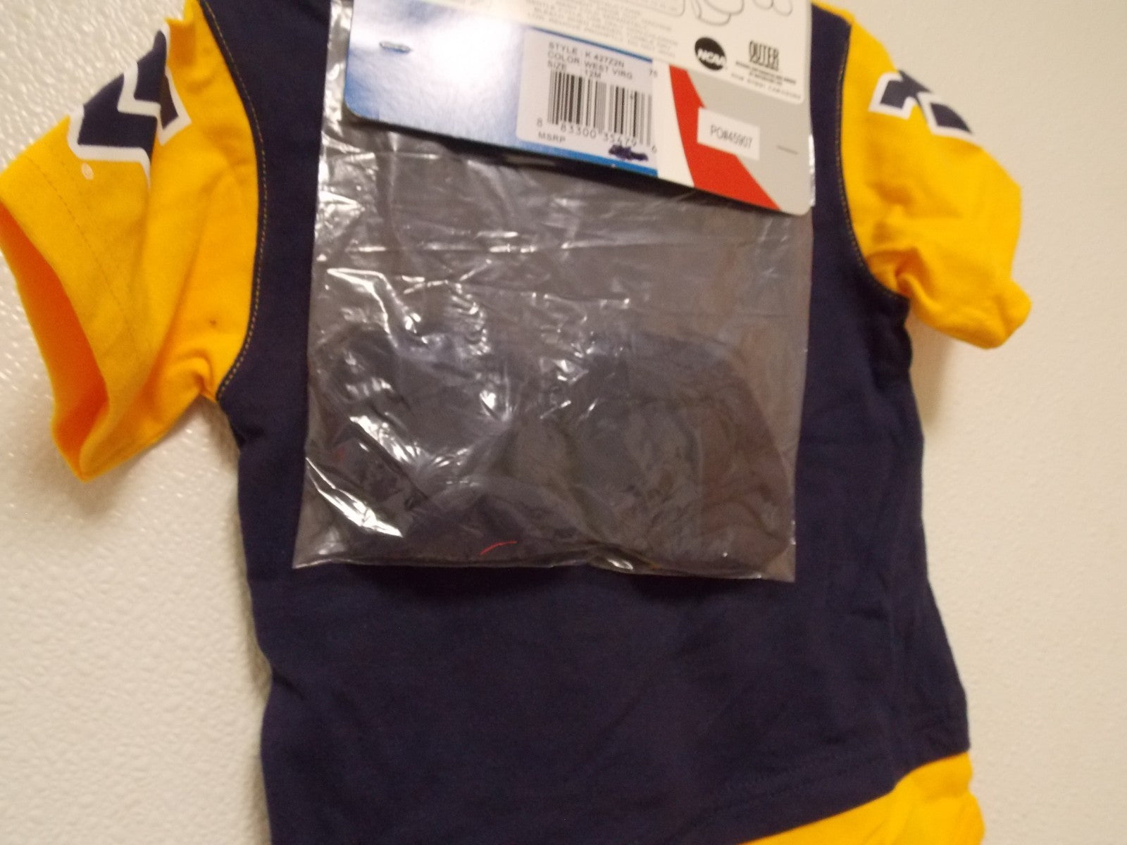 NCAA West Virginia Mountaineers Bodysuit Bib Bootie Set Sz 6/9 M by OUTER Stuff