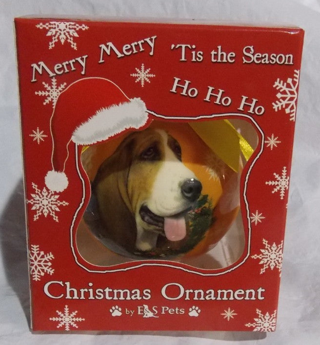 Basset Hound Christmas Ornament Shatter Proof Ball 2.75" Diameter
