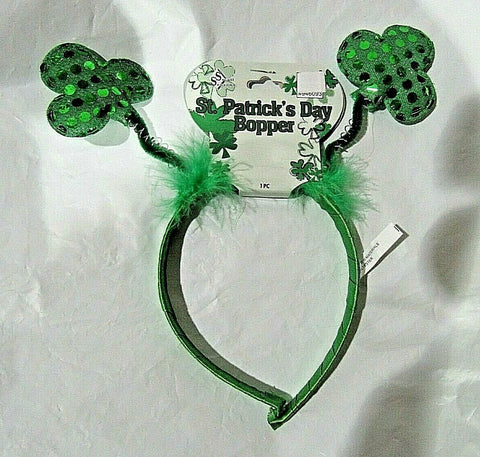 St. Patrick's Day Green Feathers and Sequence Shamrocks Headband