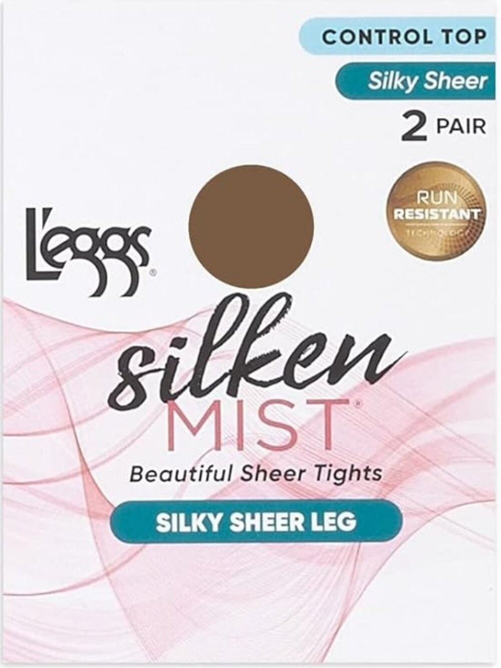 L'eggs Silken Mist Q Sun Beige 2 pack Control Top Sheer Toe Silky