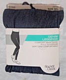 Ladies Ankle length Blue Denim Wash Legging Size M/L by Round the Clock
