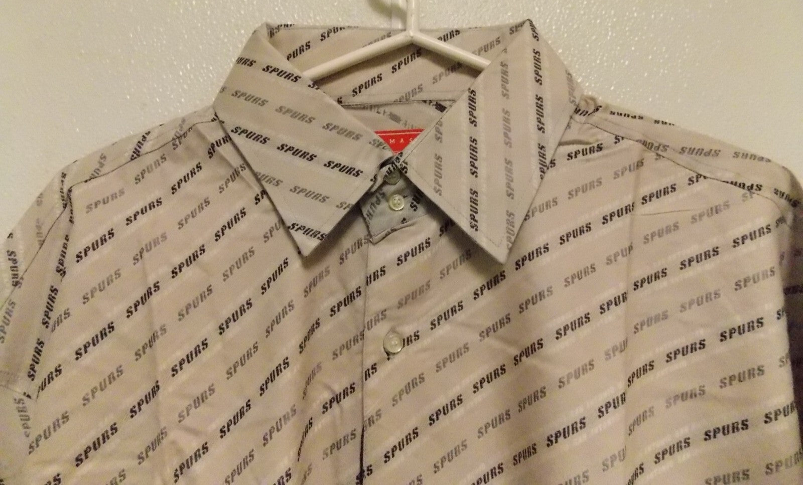 NBA San Antonio Spurs Lite Gray Button Up Dress Shirt 4XL Long Sleeve Headmaster