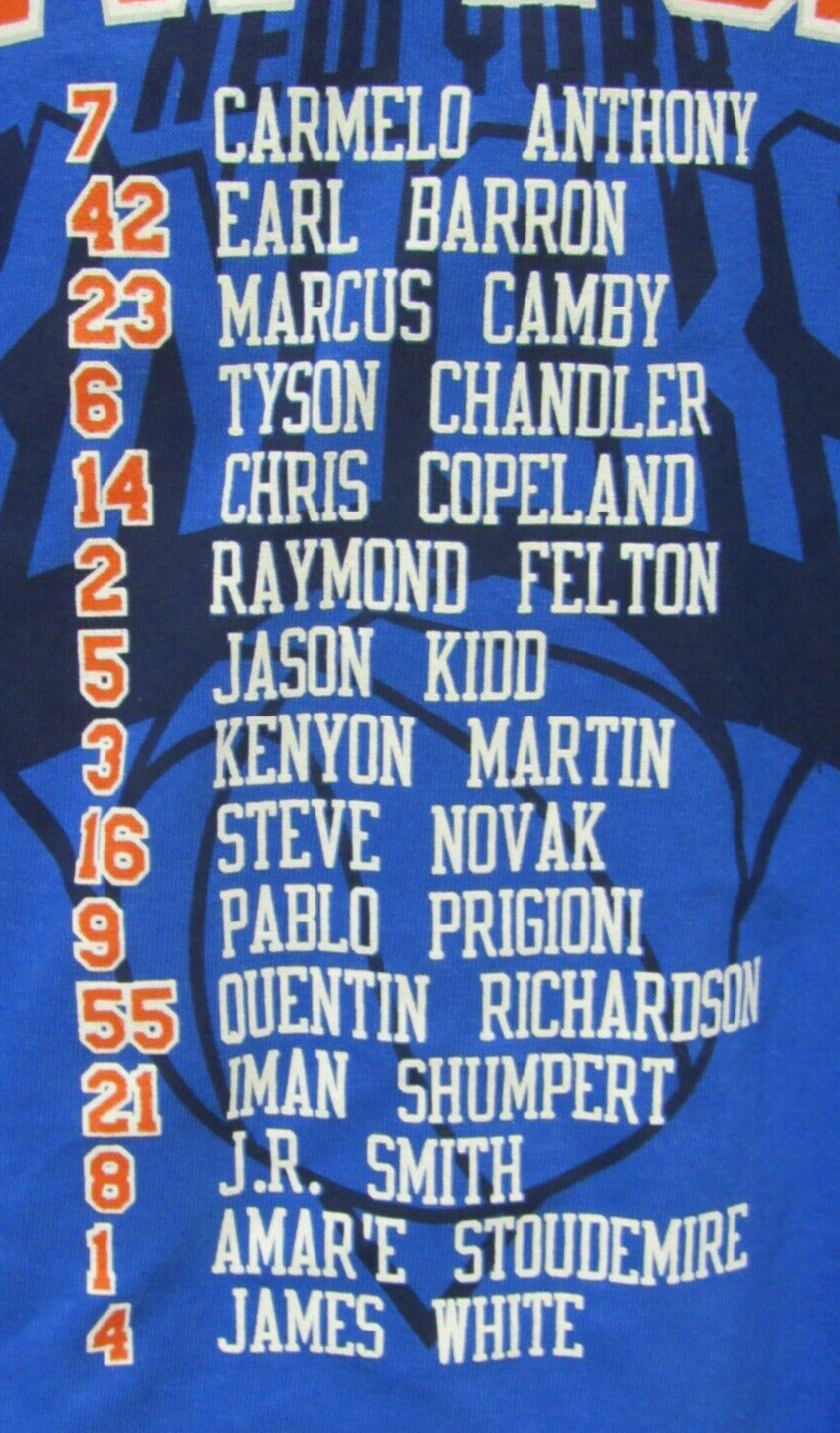NWT NBA Youth T-shirt New York Knicks 2013 Playoff Roster size Medium 10-12