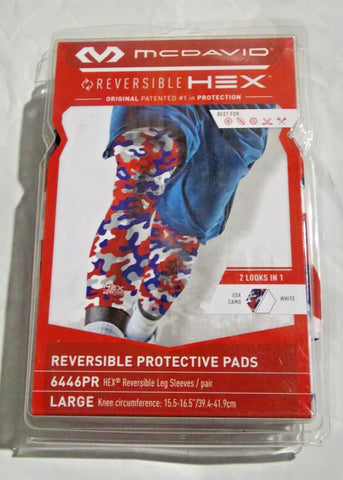 Reversible HEX Leg Sleeve/Single Design Camo/White Size Large by McDavid