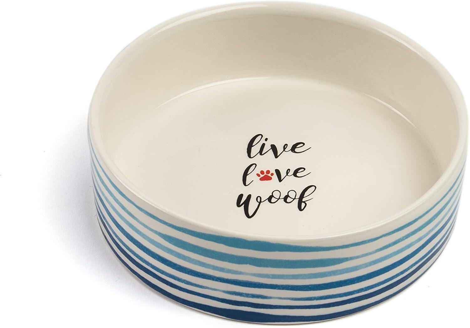 Park Life Designs Blue Striped Medium Pet Bowl 6-1/4 in Diameter Ceramic 14010