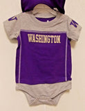 NCAA Washington Huskies Logo Bodysuit Bib Bootie Set Size 18-24 M by OUTER Stuff