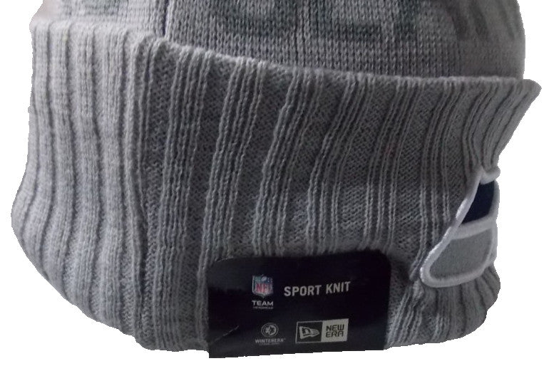 NFL Dark Gray Name Seattle Seahawks on Gray Knit Beanie Hat Adult Pompom Blue