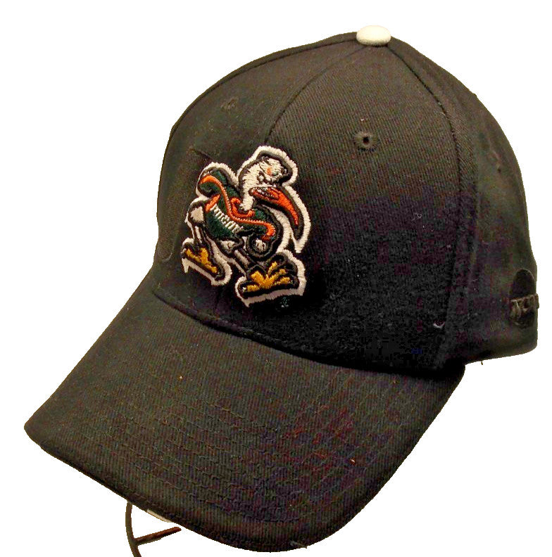 NCAA Miami Hurricanes 2019-2024 Secondary Logo on All Black Hat by Signature