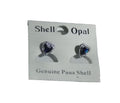 Paua Shell Iridescent Blue Silver Tone Dangle Hearts Post Earrings New NOC