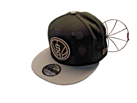 NWT NBA 9Fifty San Antonio Spurs Round SA Logo OSFM Black w/Gray Brim