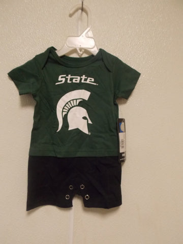 NCAA Michigan State Spartans Green and Black Romper Size 0/3 M Gen2