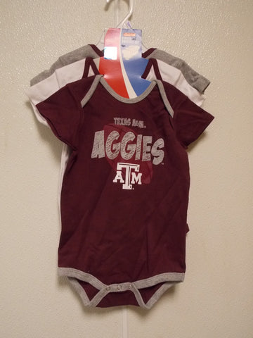 NCAA Texas A&M Aggies in Solid Gray set of 3 Bodysuit Size 12M by OUTERStuff