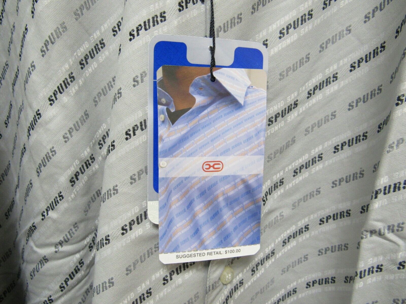 NBA San Antonio Spurs Gray Button Up Dress Shirt 5XL Long Sleeve Headmaster