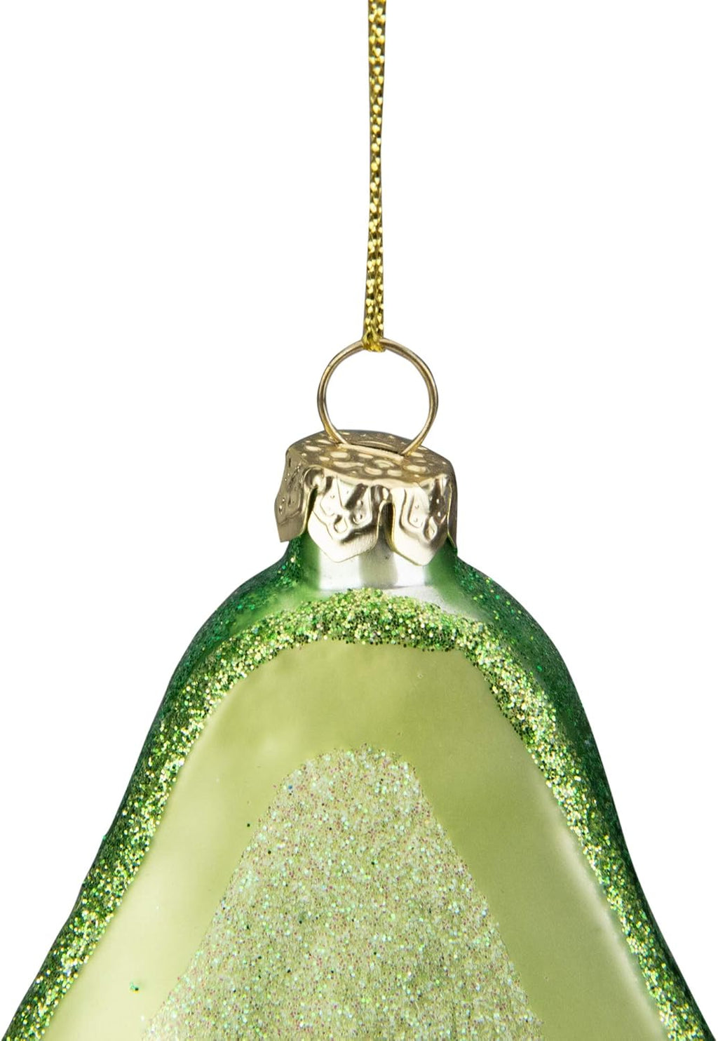 4.5" Green and Yellow Glass Avocado Christmas Ornament