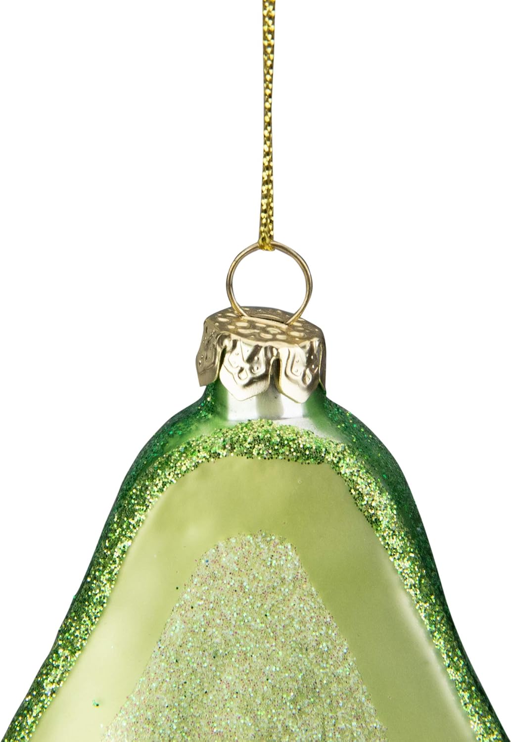 4.5" Green and Yellow Glass Avocado Christmas Ornament
