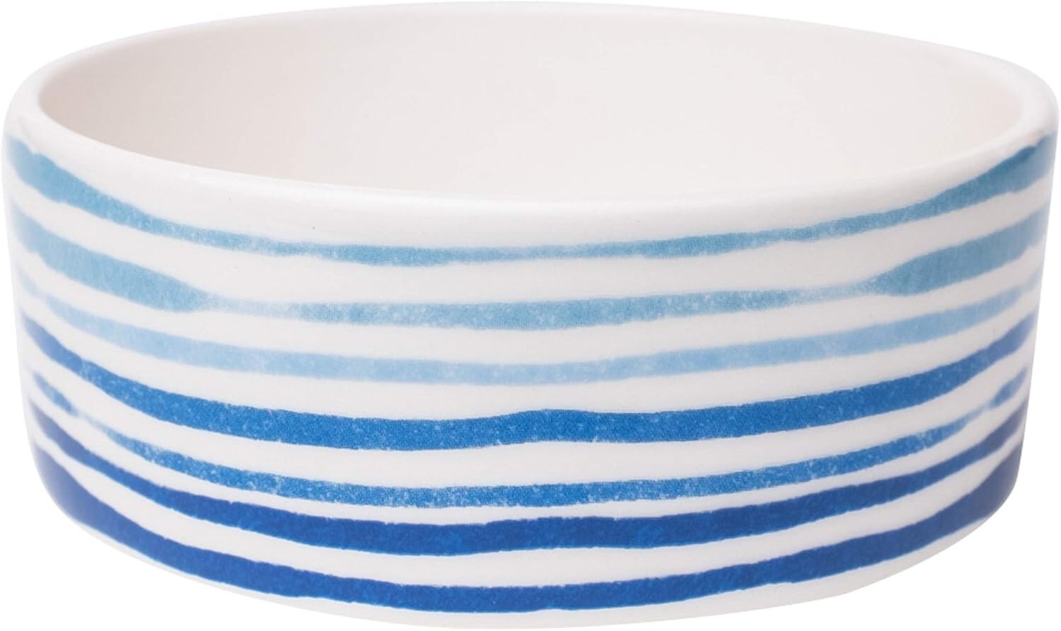 Park Life Designs Blue Striped Medium Pet Bowl 6-1/4 in Diameter Ceramic 14010