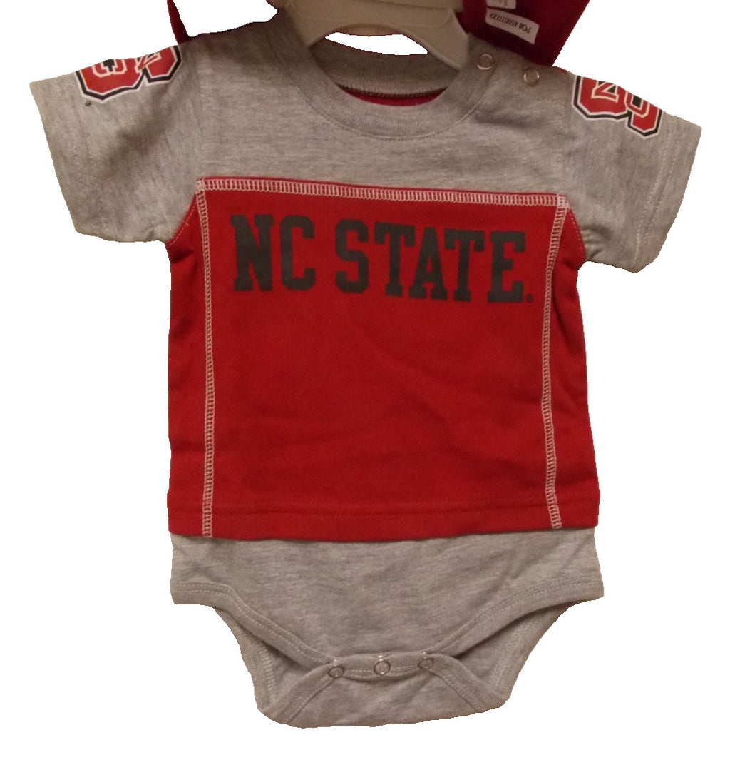 North Carolina State Gray and Red Bodysuit Bib Bootie Set Size 3/6 M by OUTERStuff