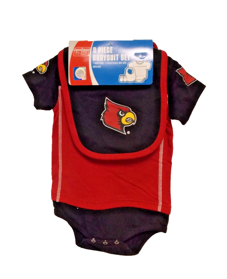 NCAA Louisville Cardinals Bodysuit Bib Bootie Set Size 12M by Outer Stuff