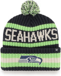 NFL Green Name Seattle Seahawks Knit Beanie Hat Adult Blue White 47' Brand