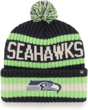 NFL Green Name Seattle Seahawks Knit Beanie Hat Adult Blue White 47' Brand