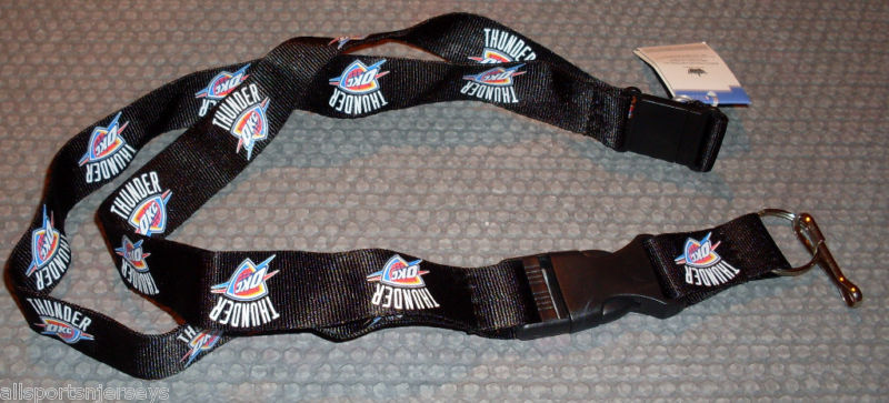 NBA Oklahoma City Thunder Logo on Black Lanyard Detachable Buckle 23"X1" Aminco