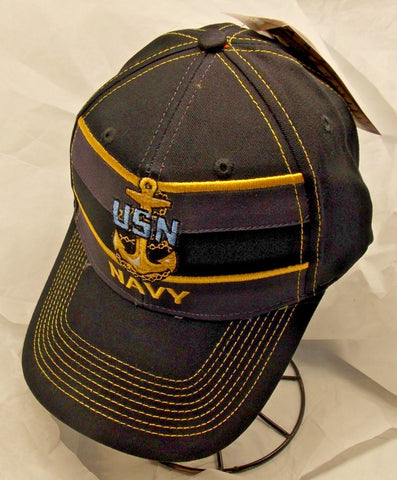 Navy Freedom Fighter Headwear Black Hat Hook and Loop Closure by CSI