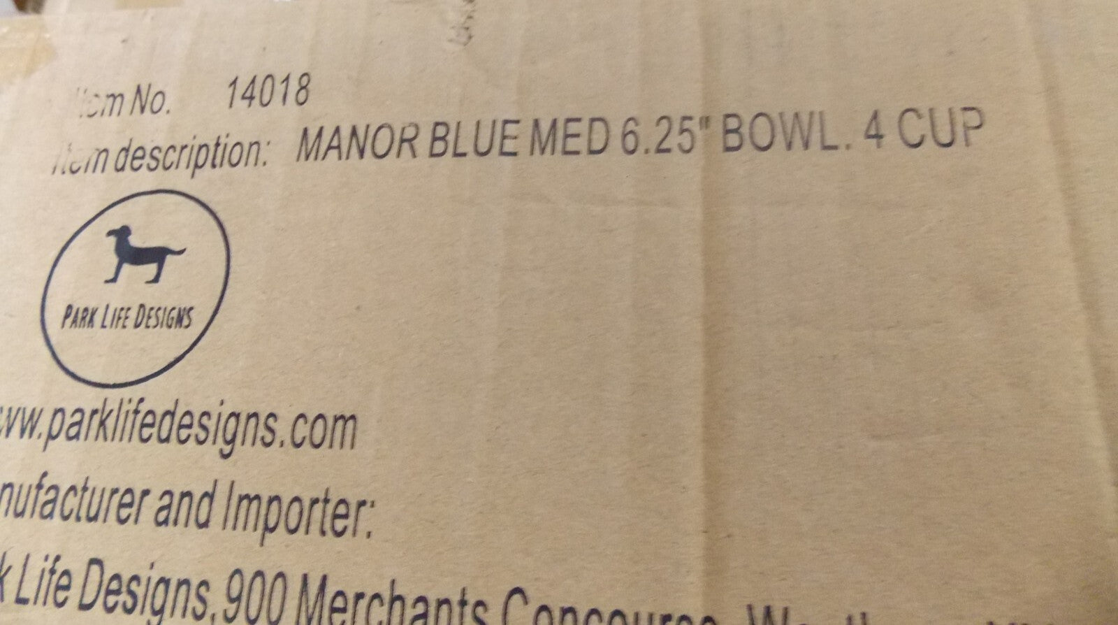 Park Life Designs Blue with Bones Medium Pet Bowl 6.25 in Diameter Ceramic 14018
