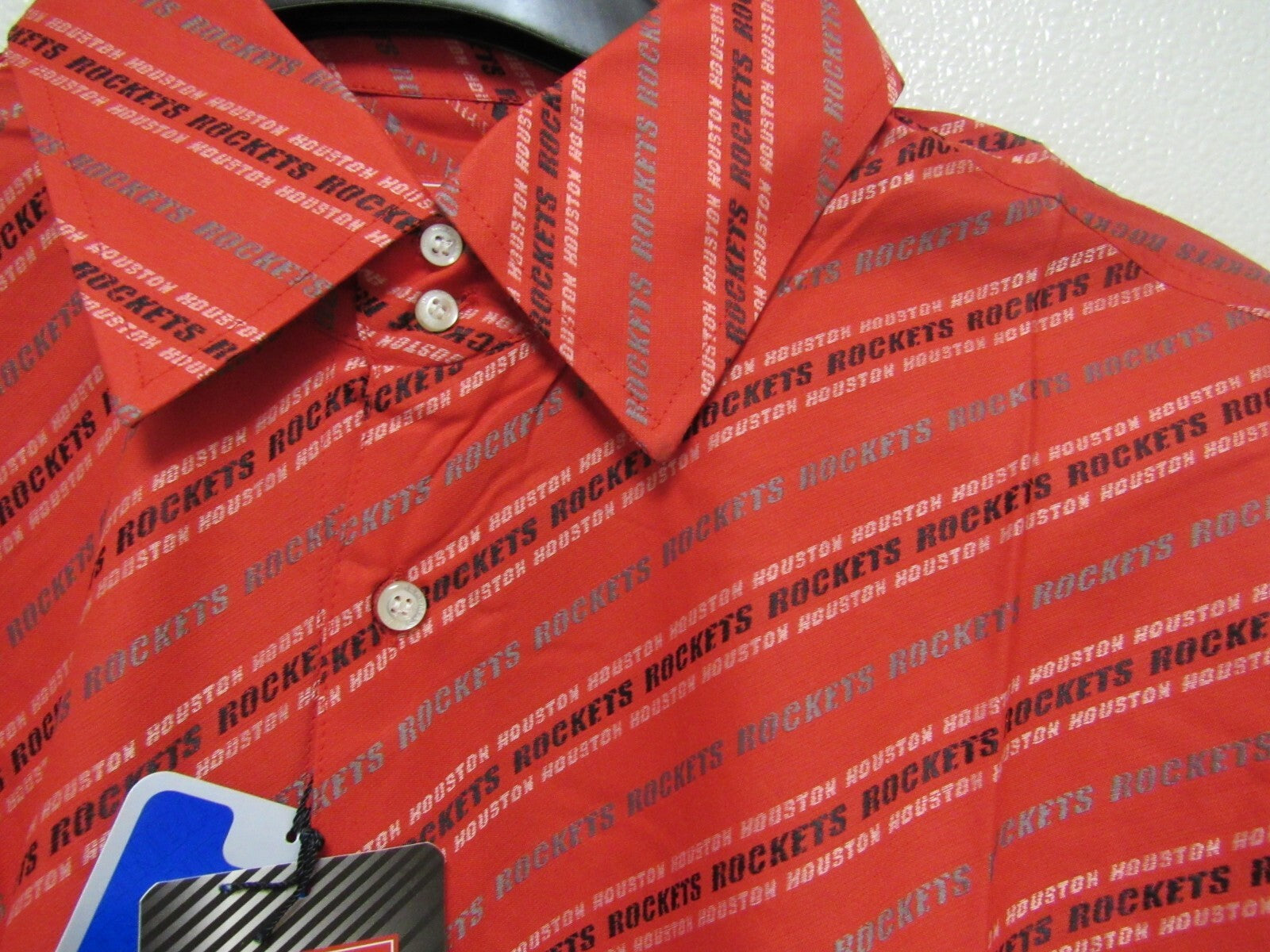 NBA Houston Rockets Red Button Up Dress Shirt Long Sleeve by Headmaster size L